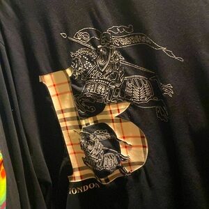 Navy blue long sleeve Burberry T-shirt, extra large